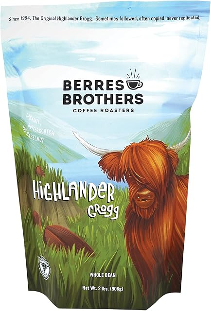 Berres Brothers Highlander Grogg Whole Bean Coffee 2 Pound Package Combination of Caramel, Butterscotch and Hazelnut, 2 LB Whole Bean Coffee Medium Roast