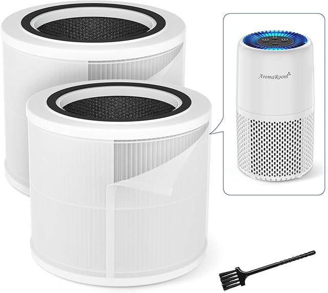 AromaRoom Air Purifier Filter for AP103 Air Purifier, 3-in-1 H13 True HEPA High-Efficiency Activated Carbon Filter, 2 Packs
