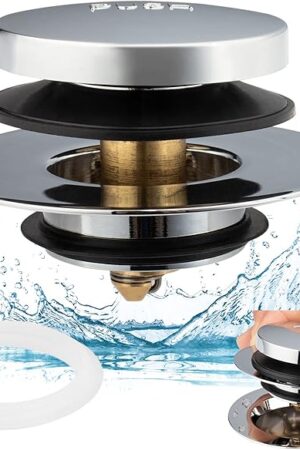 Artiwell Universal Tip Toe Bath Drain Stopper and Cover, Bathtub Drain Stopper, Replaces Lift and Turn, Tip-Toe and Trip Lever drains for Tub, EZ Installation and Clearing (Chrome Plated)