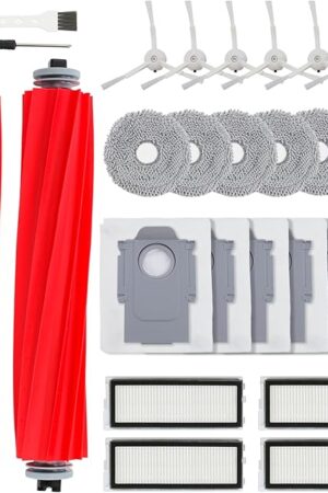26 PCS Accessories Kit for Roborock Qrevo S/Qrevo Plus/Qrevo Pro/Qrevo MaxV Vacuum Replacement Parts, 2 Main Brushes 6 Dust Bags 6 Mop Cloths 6 Side Brushes 4 Filters 1 Cleaning Brush 1 Screwdriver