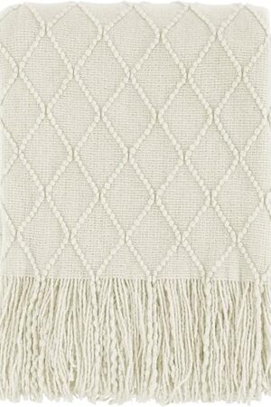 BOURINA Soft Textured Decorative Knit Throw Blanket