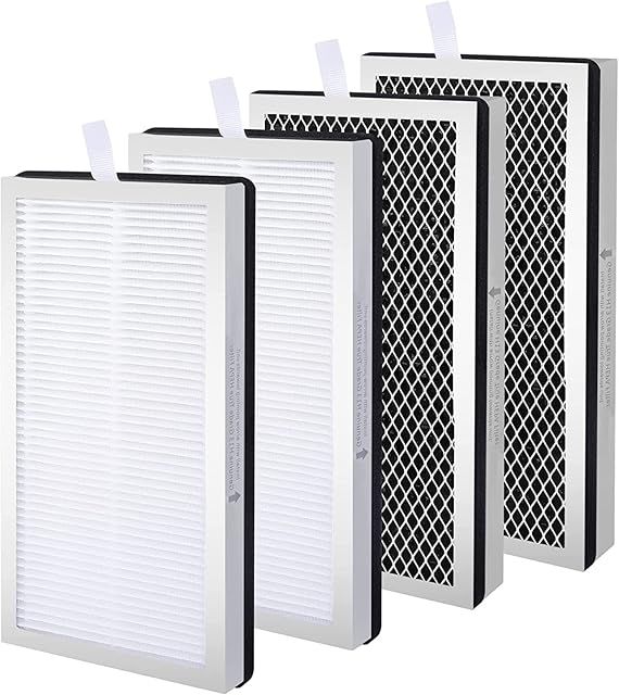 4 Pack Model 15 Replacement Filters Compatible with Air Puri-fier MA Series, H13 True and Activated Carbon, 3 in 1 with Pre-Filter