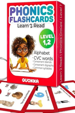 The QUOKKA English Alphabet CVC Flash Cards – Learn to Read Set for Kids Ages 3-5 and 4-8 – Phonics Cards for Toddlers 2-4 Years and Kindergarten – Reading Tools for Early Literacy & Phonemic Awareness