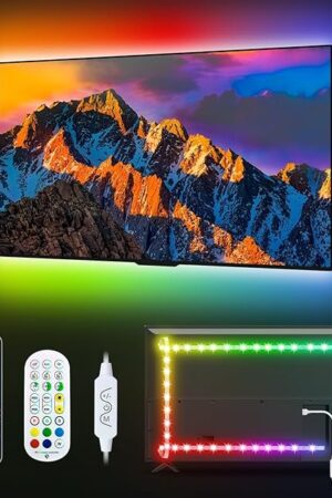 Daymeet LED Lights for TV, 9.8FT TV Led Backlight Behind Lights for 32-60inch USB Led Light Strip Glow RGBICW Color Changing Sync with Music Bluetooth APP Control Led Lighting for Bedroom