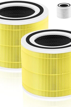 240 True HEPA Pet Allergy Replacement Filter 14 for Puro 240 Air Purifier,3-in-1 High-Efficiency HP-14 with Activated Carbon Filter,2 Pack,Yellow