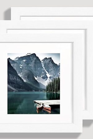 6x6 White Picture Frames set of 3, Made of Wooden and Real Glass Square Photo frame - Displays 4x4 Picture With Mat or 6 x 6 Without Mat, Desktop & Wall Collage Frame set