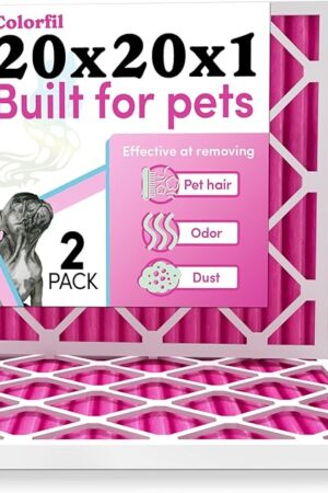 Colorfil 20x20x1 Air Filter (2-Pack) | Made in the USA | Color Changing | Remove Cat and Dog Odor | MERV 8 for Pet Hair Dander and Dust | 19.5"x19.5"x0.75" Exact Size