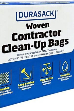 DURASACK Contractor Bags Heavy Duty 40-Gallon Reusable White Woven Polypropylene Contractor Garbage Bags, Pack of 16