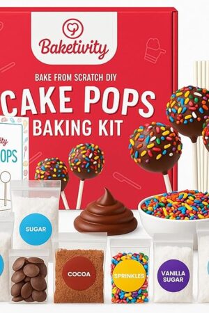 Baketivity DIY Cake Pop Baking Kit for Kids - Premeasured Ingredients, Decorating Supplies