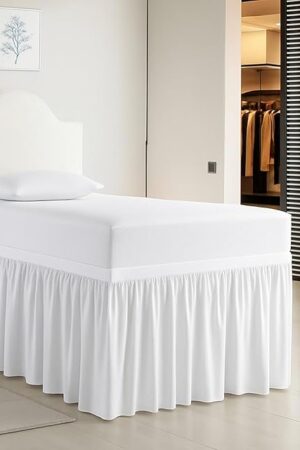 Cottington Lane Extra Long Ruffled College Dorm Bed Skirt 30 Inch Drop, Premium Hotel Collection Brushed Mircofiber Twin XL Dust Ruffle Raised Dorm Room Essentials and Decor, White Solid