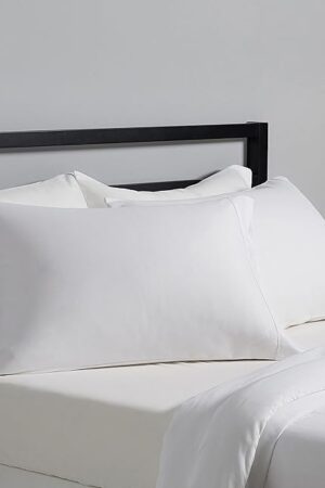 Amazon Basics Standard Pillow Cases Set of 2 - Lightweight, Super Soft Easy Care Microfiber, Bright White, 30" L x 20" W, Pillows Not Included