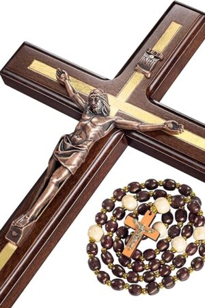 Asterom Crucifix Wall Cross - Handmade Wood Cross Wall Decor - Catholic Crucifix - 12 Inch