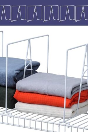 8-Pack White Wire Shelf Dividers - Closet Shelf Organizer - Easy to Install Shelf Divider for Pantry/Garage and More - No Tool - PE Coating Steel - Suitable for 12inch Deep Wire Shelves