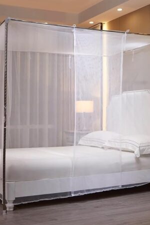 White Mosquito Net Tent for Bed，One Side Opening Canopy Netting Curtain Net for Bedroom Decoration for Twin Size（Without Bed Frame）