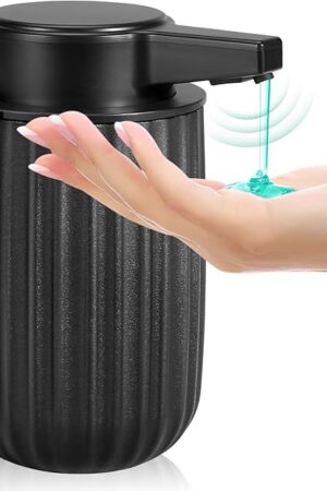 Automatic Soap Dispenser Liquid Touchless: 9oz Plastic Black - Rechargeable Electric Smart 3-Level Adjustable Modern Auto Soap Dispenser - Bathroom Kitchen Hand Dish Lotion