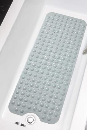 Bathtub Mats for Shower Tub - Non Slip TPE Bath Mat 39 x 16 Inch Extra Long Bath Mat, Bath Tub Mat for Bathroom with Machine Washable (Grey)