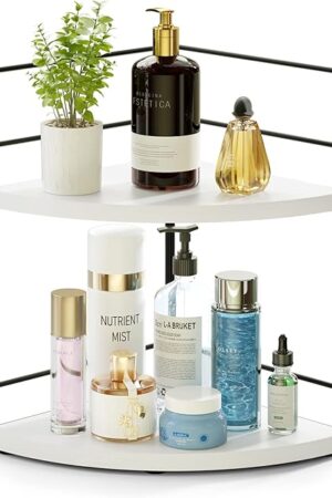 ZGO 2-Tier Corner Bathroom Counter Organizer White