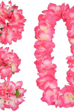 4 Pcs Pink Hawaiian Leis for Graduation Party, Dance Party, Photo Prop in Outdoors (Pink)