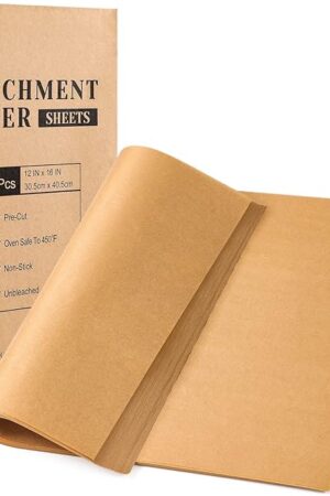 VITEVER Parchment Paper Sheets, Unbleached Parchment Baking Sheets, Precut Parchment Paper 12 x 16 IN, Non-Stick Parchment Paper for Baking Grilling Air Fryer Steaming Bread Cake Cookie - 50 Count