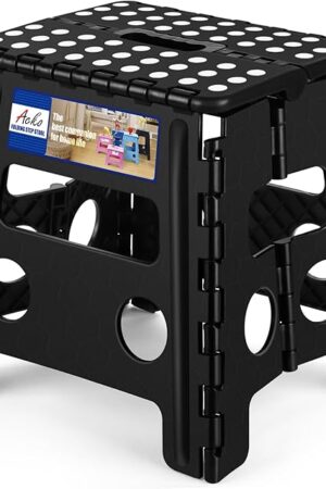 ACKO Folding Step Stool 13 inch Heavy Duty Plastic Foldable Step Stool for Kids and Adults, Small Collapsible Fold Up Stepping Stool 1 Pack