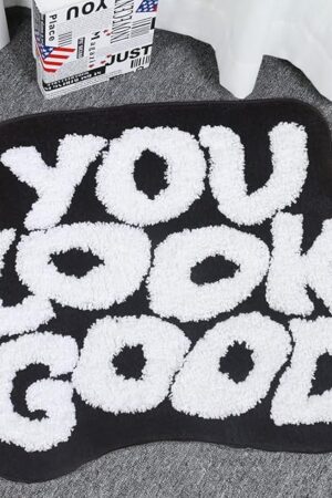 You Look Good Bath Mat Black Bathroom Rugs Funny Cute Bath Rugs Non Slip Microfiber Plush Preppy Small Cool Shower Rug Washable Absorbent Floor Mat for Bathtub Sink 25"x21"