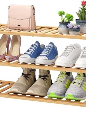 3-Tier Free Standing Shoe Racks, Bamboo Wood Shoe Rack for Entryway & Closet, Beautiful | Natural | Functional | Sturdy Shoe Rack