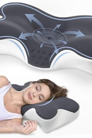 Cervical Neck Pillow for Neck Pain Relief,Side Sleeper Pillow for Sleeping,Memory Foam Neck Support Ergonomic Pillow for Back Stomach Sleepers