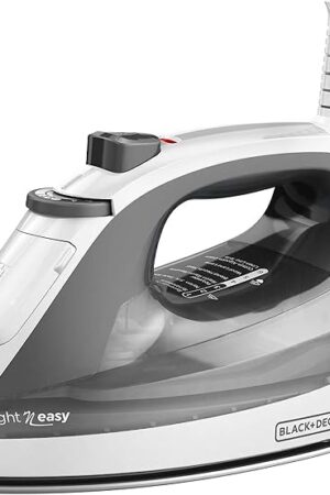 BLACK+DECKER Light ‘N Easy Compact Steam Iron, IR1020S, Stainless Steel Soleplate, Spray Mist, Anti-Drip, Auto Shutoff