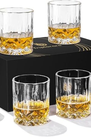Whiskey Glasses Set of 6, 11 OZ Old-Fashioned, Rum & Scotch Glasses