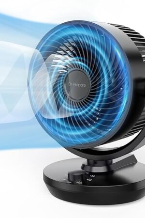 DR.PREPARE Oscillating Air Circulator Fan Powerful Table Fan 70° Auto-Oscillating 100° Adjustable Tilt 3 Speeds