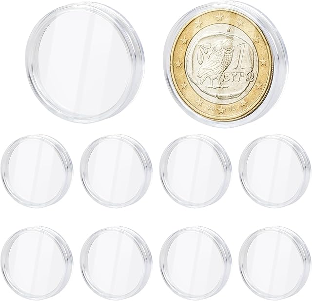 The 10 Pcs 42mm Coin Capsule, Walking Liberty Silver Dollar Airtight Challenge Plastic Coin Protective Holder Capsules for Collectors Collection Morgan American Silver Eagle JFK Half Dollar Bitcoin