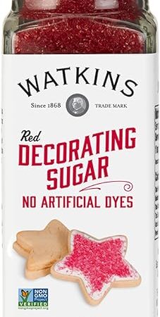 Watkins Red Decorating Sugar, Non-GMO, Kosher, 4.7 Ounce Jar, 1-Pack