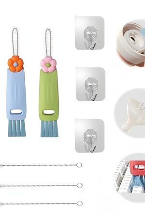 3 in 1 Cup Lid Cleaning Brush Set, 2024 New Portable Crevice Kitchen Cleaning Brush Set for Baby Bottle Crevice Tight Space Cup Lids, Rotatable Cup Lid Cleaner Mouth Scrubber