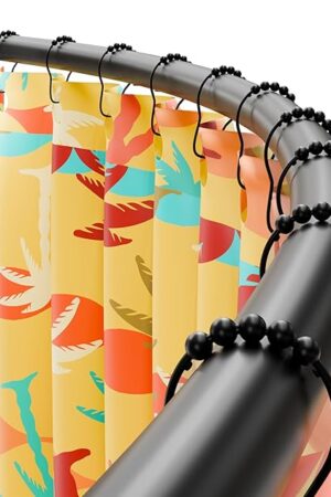 DYHOME Curved Shower Curtain Rod, Need to Drill, 35-76 inches Adjustable Curved Shower Rod Rustproof Shower Rod Round Shower Curtain Rod for Bathroom, Bathtub, Stall, Stainless Steel, Black