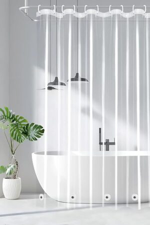 EurCross 9G Clear Shower Curtain Liner 72 x 78 inches Long with 5 Magnet Weights, Heavy Duty Weighted Premium PEVA Plastic Shower Curtain Liner with 12 Hooks for Bathroom