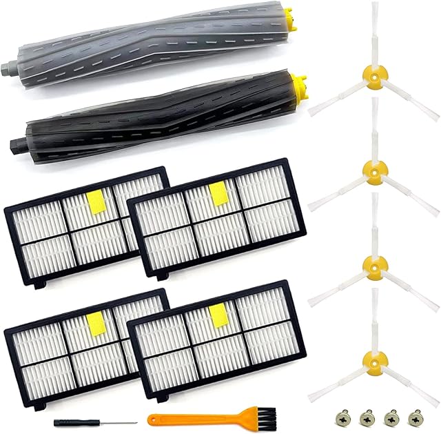 9 Pack Replacement Parts Compatible for iRobot Roomba 800 900 Series 960 860 805 850 980 861 864 866 870 871 880 890 891 981 985 961 Vacuum Cleaner,1 Set Roller Brushes,4 Filters,4 Side Brushes