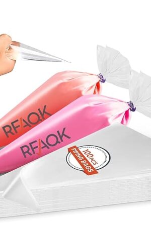 12 inch Disposable Piping Bags, 100PCs Non-Slip Tipless Pastry Bags for Cakes, Cupcakes and Cookies Decoration, Anti Burst Thickened Frosting Bags Ideal for Royal Icing, Buttercream and Whipped Cream