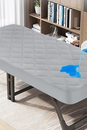 Cot Mattress Pad Waterproof Quilted, Fitted Cot Size Mattress Pads Protector Cover 30" X 75" for Narrow Twin Bunk Bed, Cot Mattress Topper for Camping Sleep, Grey (Cover Only)