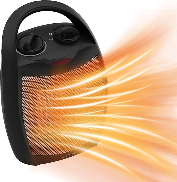 Small Portable Space Heater for Indoor Use - Lutntc 1500W Safe and Quiet Ceramic electric Heater Fan, Heat Up 200 Square Feet for Room, Office, Desk