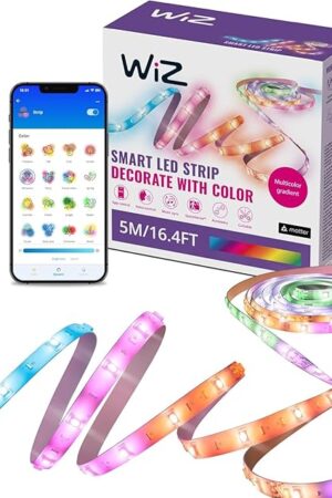 WiZ Connected 16.4 ft LED Light Strip For Your Smart Home - Flowing Multicolor LED, Color-Changing, Cuttable - Voice/App Control - Works with Google Home, Alexa and HomeKit