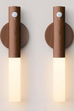 Battery Operated Wall Sconce Set of 2 - Rechargeable Motion Sensor Night Lights, 2200mAh Wireless Wall Lights Sconce, Magnetic Portable Hallway Light for Kitchen Stair Cabinet, 3000K