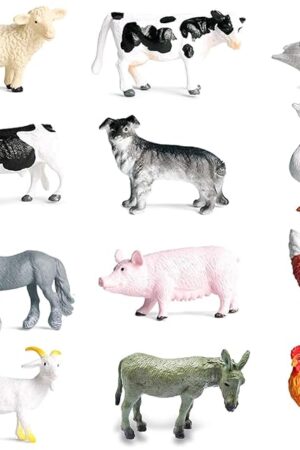 The RUSON 12 Pcs Farm Animals Figures Toys, Realistic Mini Farm Barn Animal Figurines Cake Topper Toy Set Christmas Birthday Easter Egg Gift Party Supplies for Kids Toddlers