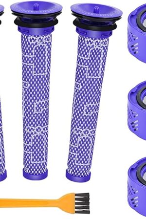 6-Pack Premium Vacuum Filters Set Compatible with Dyson V6 Absolute Vacuums, Part # 965661 & 966741-3 Pre-Filters & 3 HEPA Filters
