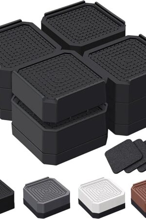 Bed Risers and Furniture Risers, Heavy Duty Adjustable Lifting Blocks for Couches, Desks, and Chairs, Elevates 1.5 or 3 Inches, Holds up to 4000 lbs (Black)