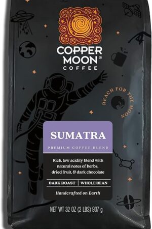 Copper Moon Dark Roast Whole Bean Coffee, Sumatra Blend, 2 Lb