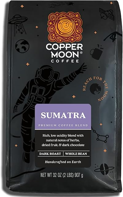 Copper Moon Dark Roast Whole Bean Coffee, Sumatra Blend, 2 Lb