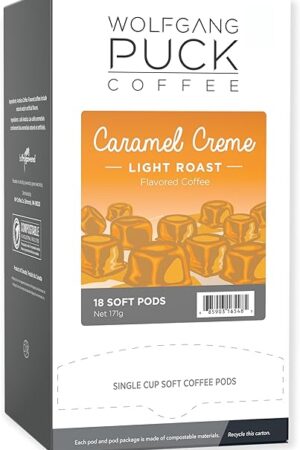 Wolfgang Puck Coffee Soft Pods, Caramel Cream, 18 count (Pack of 1)