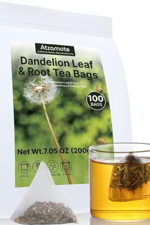 Dandelion Tea Bags – 100 Herbal Bags, Pure Leaf & Root, Caffeine-Free | Dandelion Root Tea with Earthy & Refreshing Flavor