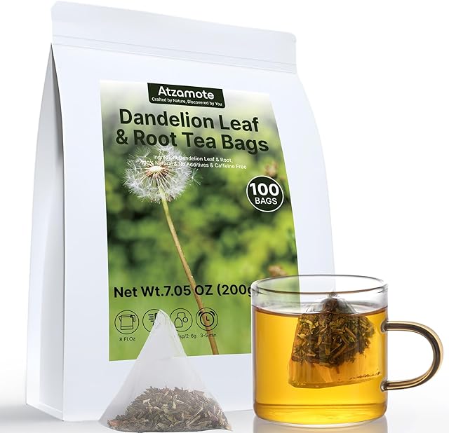 Dandelion Tea Bags – 100 Herbal Bags, Pure Leaf & Root, Caffeine-Free | Dandelion Root Tea with Earthy & Refreshing Flavor