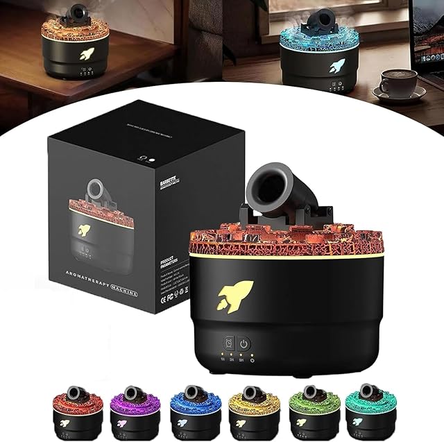 Cannon Blast Aroma Humidifier, Cannon Blast Turret Humidifier Silent Diffuser with Colorful LED Lights, Waterless Auto Shut, Vapor Aromatherapy Humidifier for Home Office Bedroom (Black)